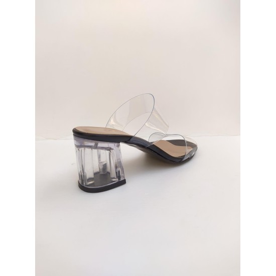 BABLİSOK M03 ŞEFFAF TOPUKLU ÇİFT BANT KADIN ABİYE SANDALET