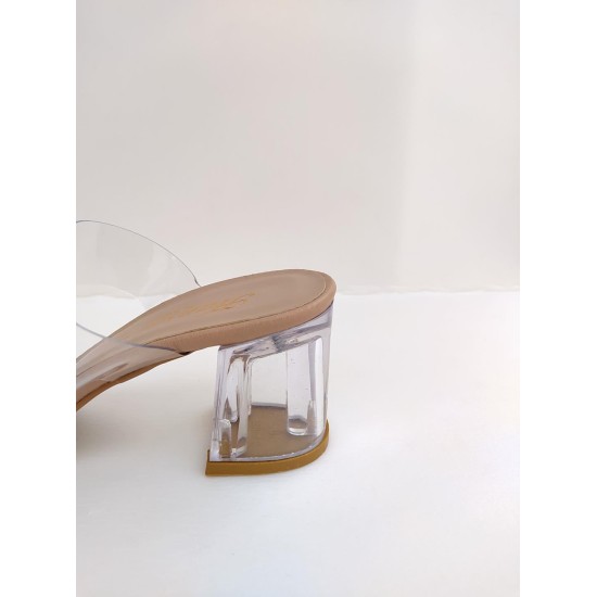 BABLİSOK M03 ŞEFFAF TOPUKLU ÇİFT BANT KADIN ABİYE SANDALET