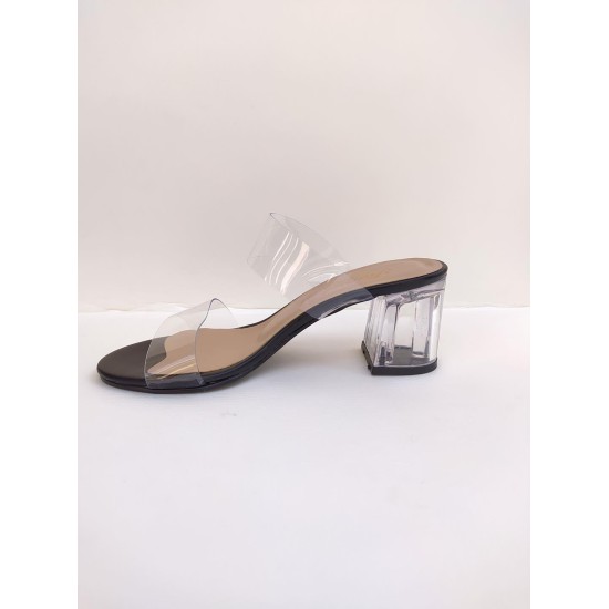 BABLİSOK M03 ŞEFFAF TOPUKLU ÇİFT BANT KADIN ABİYE SANDALET