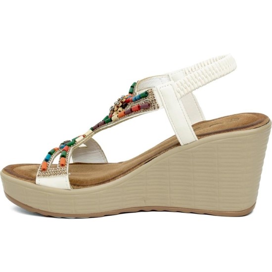 GUJA 24Y156-2 DOLGU TOPUK TAŞLI KADIN SANDALET