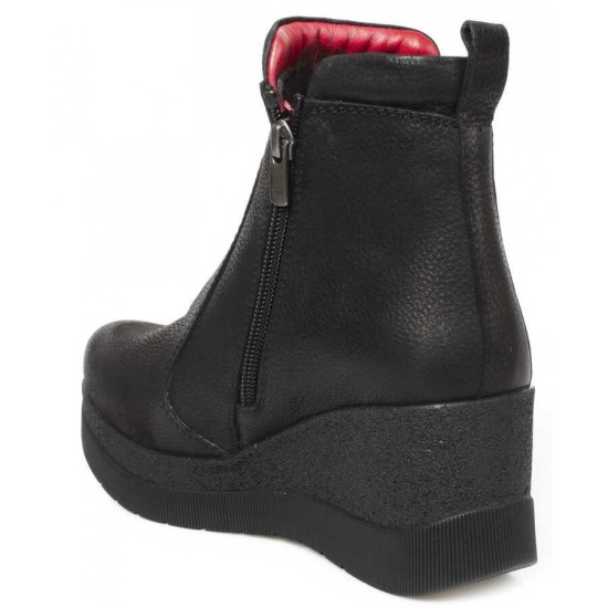 MAMMAMİA D22KB-4255 DOLGU TOPUK ÇİFT FERMUAR DERİ KADIN BOT