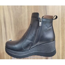 MAMMAMİA D23KB-5205 DOLGU TOPUK ÇİFT FERMUAR DERİ KADIN BOT