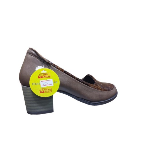 MAMMAMİA D23YA-3625 TOPUKLU DERİ KLASİK KADIN AYAKKABI