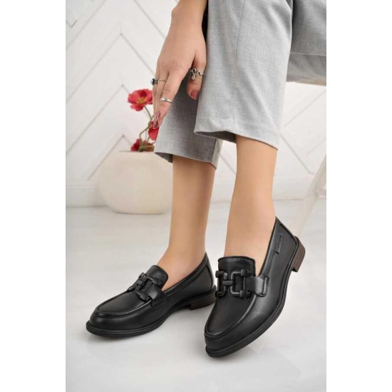 MAMMAMİA D24KA-3420 DÜZ TOPUK TOKALI KADIN DERİ AYAKKABI