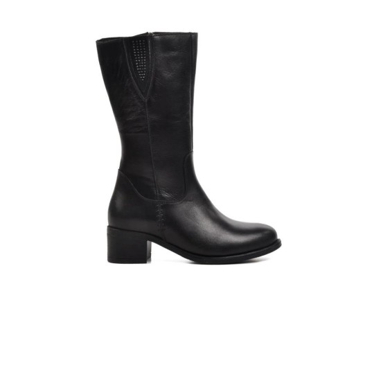 PEPİTA 9289 TOPUKLU KAYMAZ ARA BOY KLASİK DERİ KADIN ÇİZME