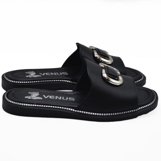 VENÜS 2512205Y İNCE TABAN TOKA DETAYLI DERİ KADIN TERLİK