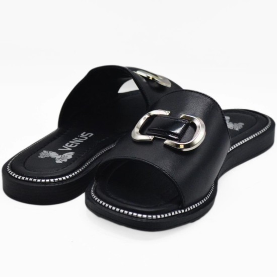 VENÜS 2512205Y İNCE TABAN TOKA DETAYLI DERİ KADIN TERLİK