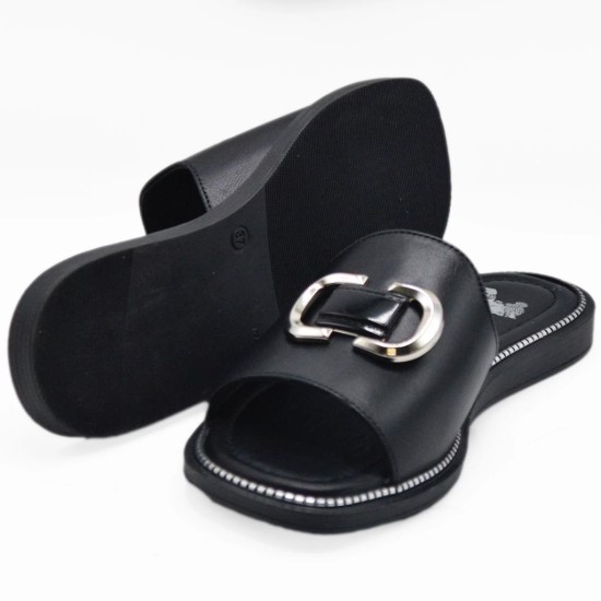 VENÜS 2512205Y İNCE TABAN TOKA DETAYLI DERİ KADIN TERLİK