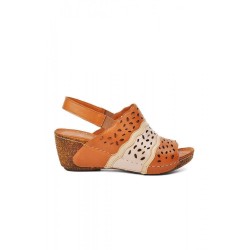 VENÜS 22981909 DOLGU TOPUK DERİ KADIN SANDALET